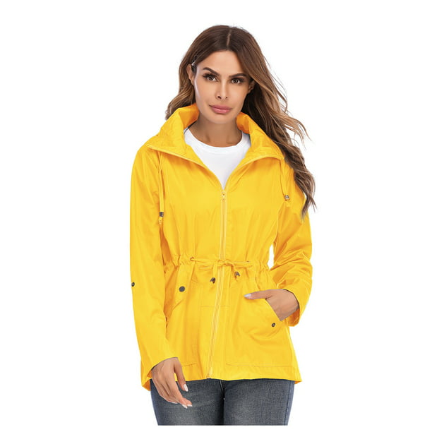 GRACE KARIN Womens Lightweight Waterproof Raincoat Jacket Active Outdoor Hooded Raincoat 